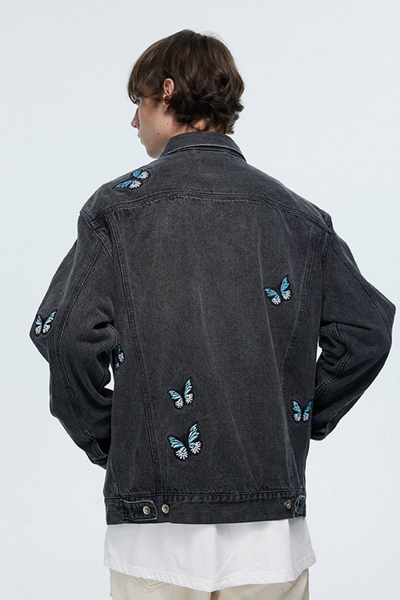 Old Order Butterfly Embroidered Jeans Jacket