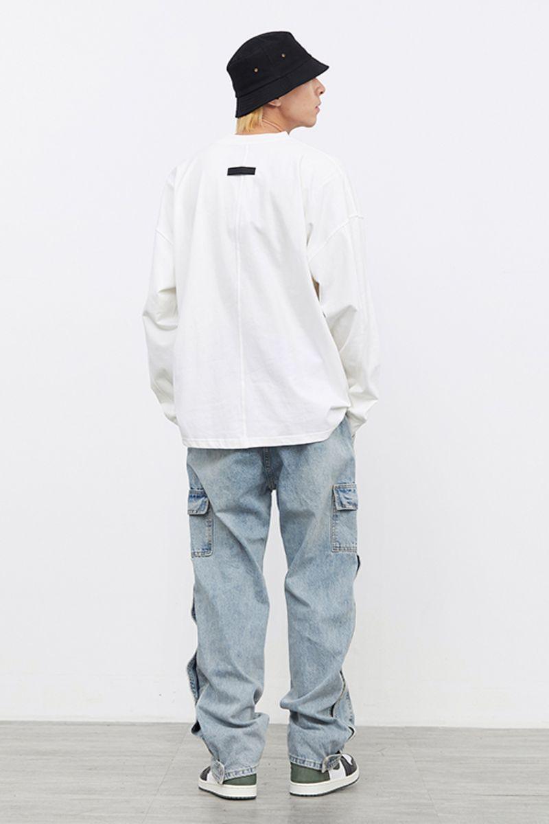 CZ Washed Buttons Cargo Jeans