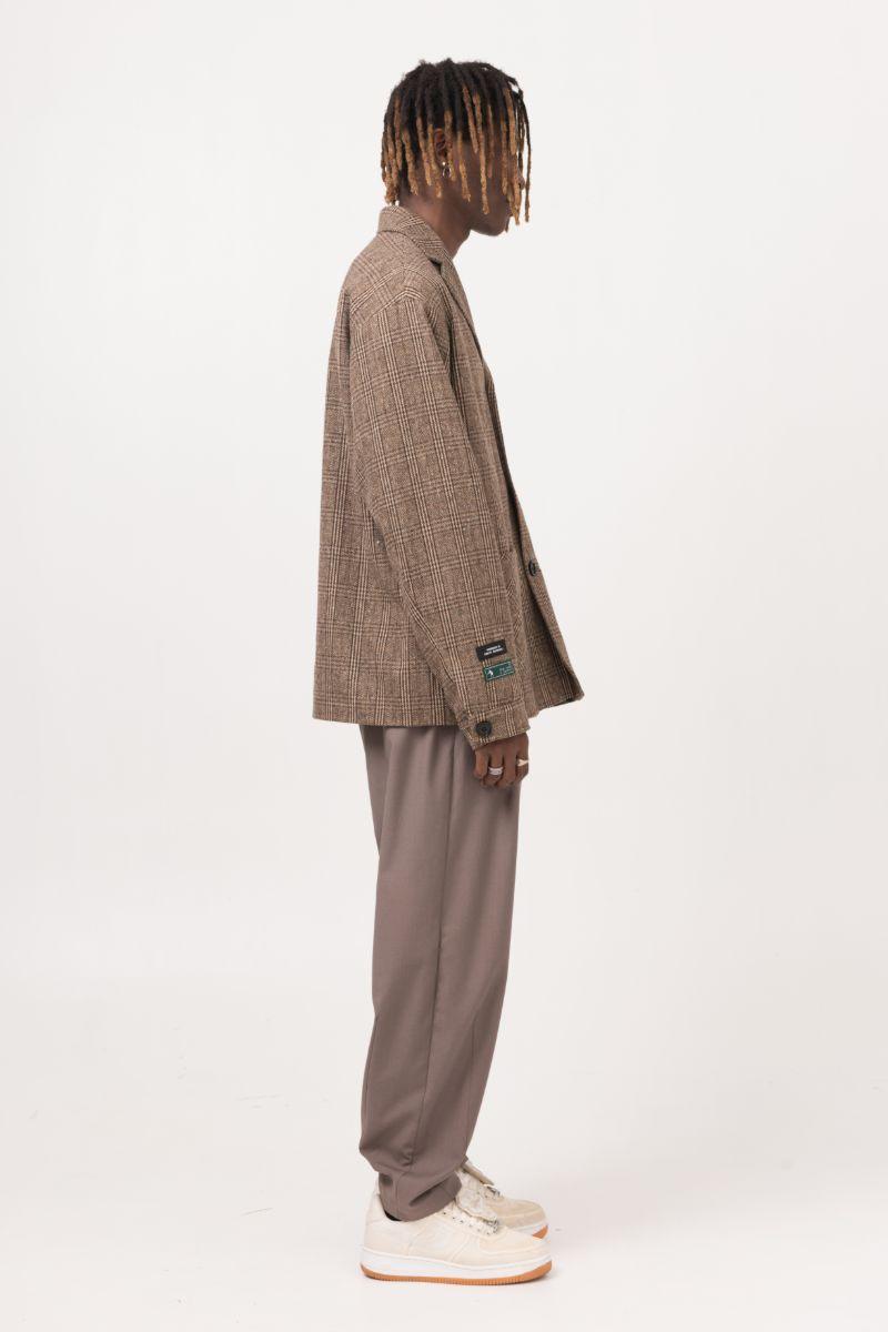 Empty Reference Embroidery Logo Plaid Blazer