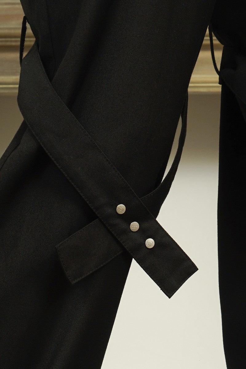 Empty Reference Black Straps Straight Trousers