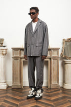 Empty Reference Thorn Print Straight Trousers