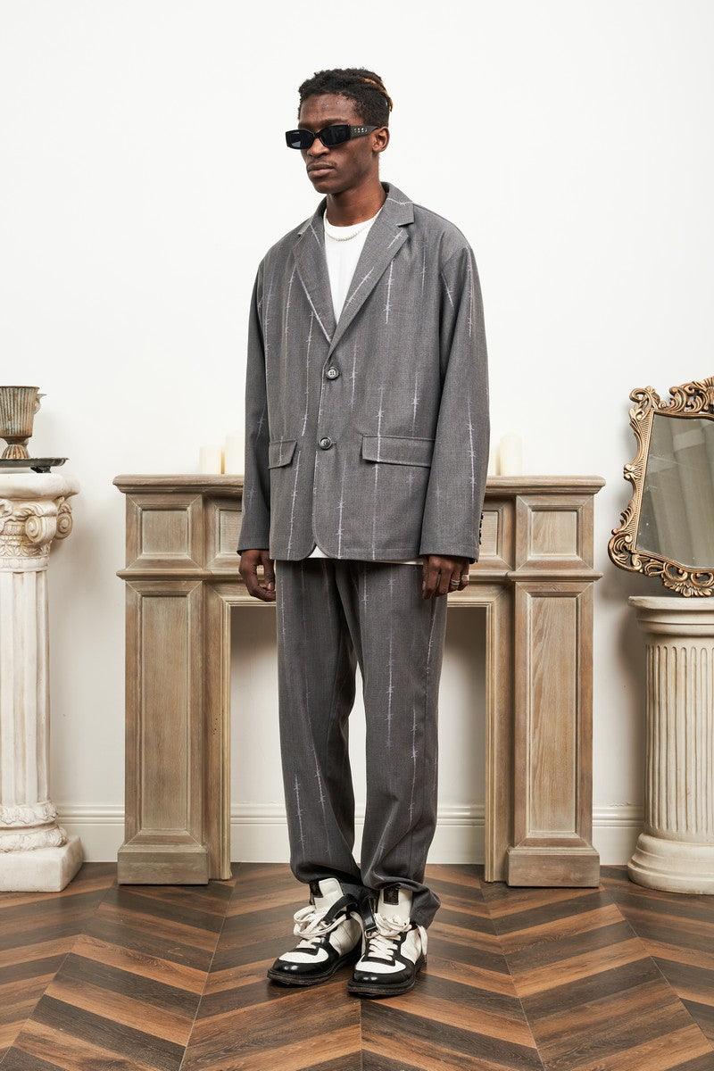Empty Reference Thorn Print Straight Trousers