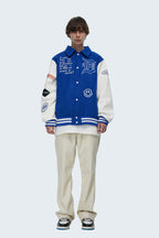 OO Gothic Logo Embroidered Varsity Jacket
