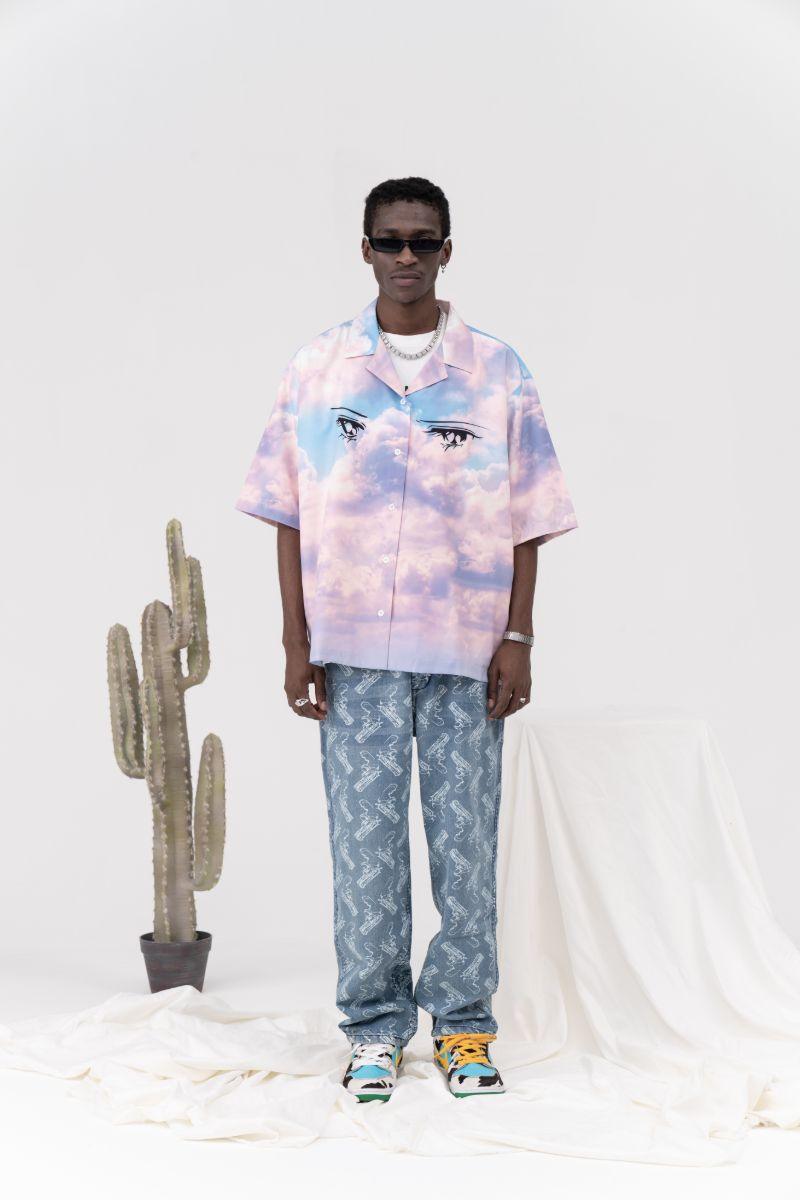 CZ Clouds Printed Cuban Shirt