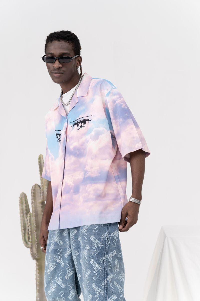 CZ Clouds Printed Cuban Shirt
