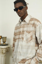 Empty Reference Faded Plaid Long Sleeve Shirt