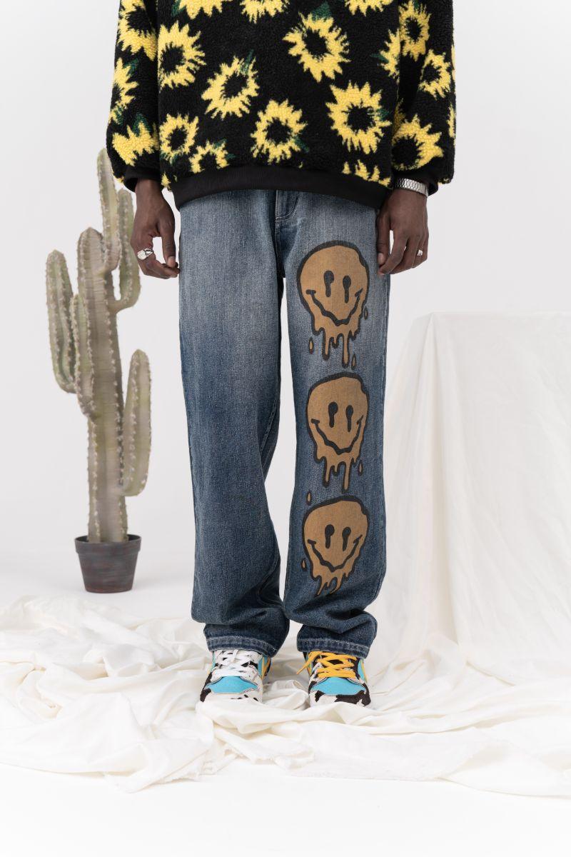 CZ Melting Smiley Printed Jeans
