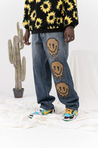 CZ Melting Smiley Printed Jeans