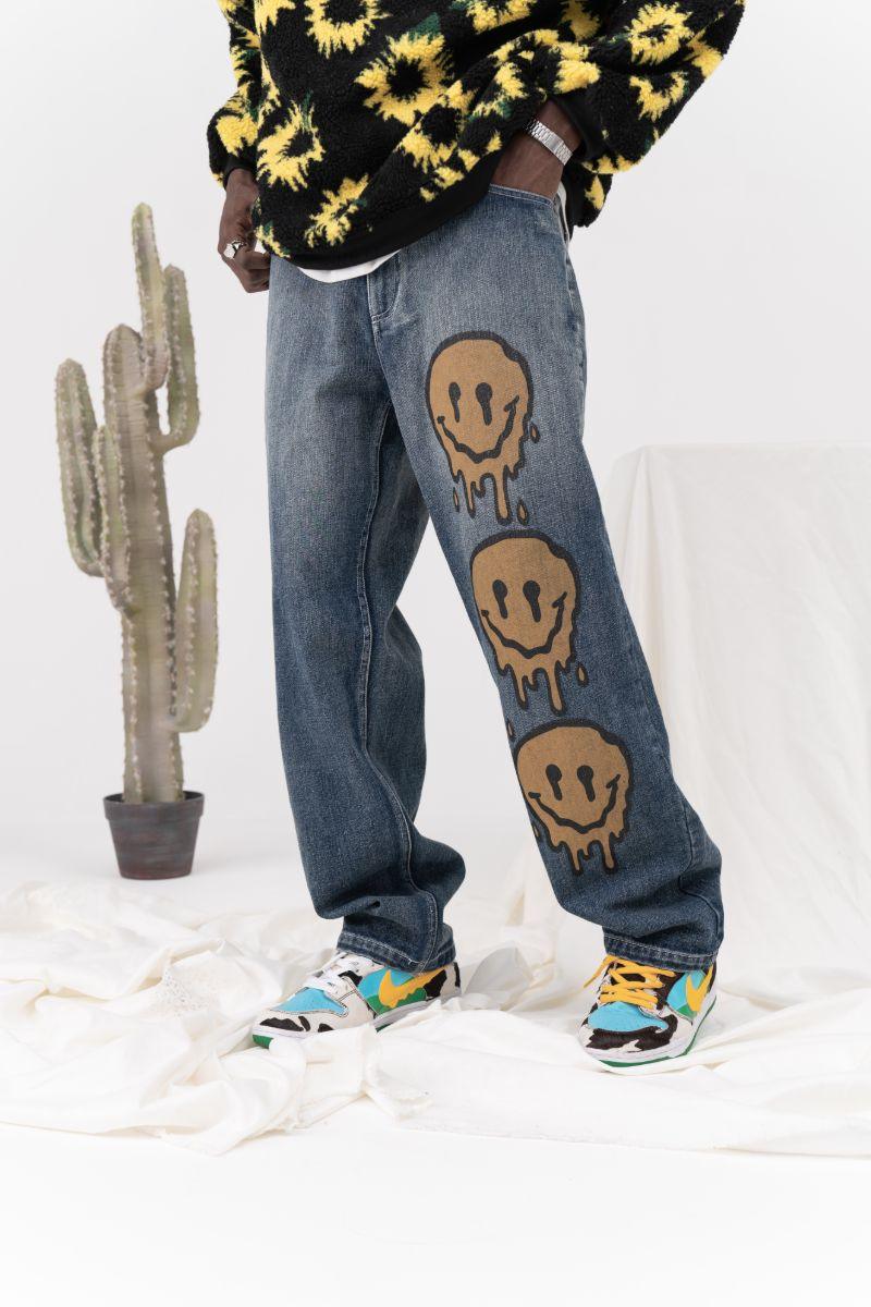 CZ Melting Smiley Printed Jeans
