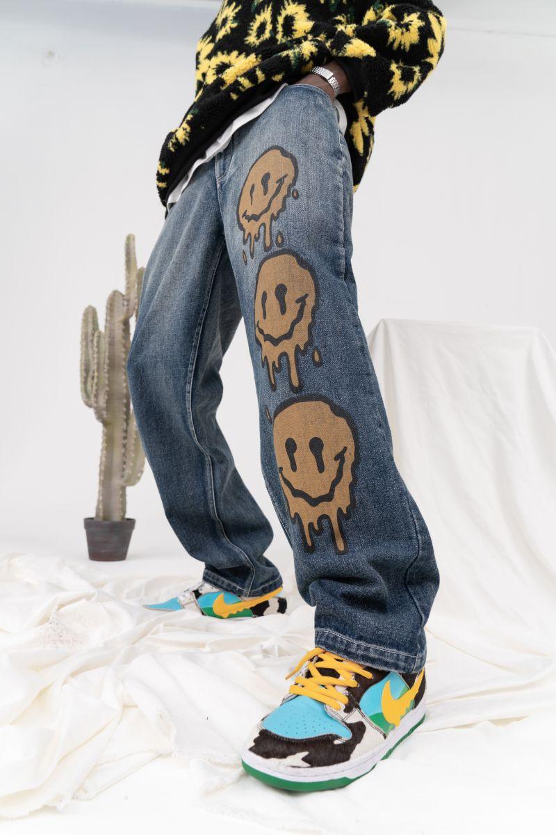 CZ Melting Smiley Printed Jeans