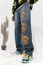 CZ Melting Smiley Printed Jeans