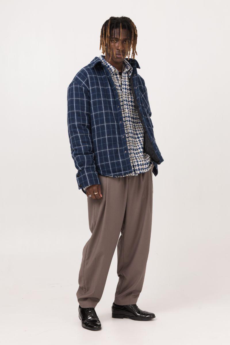Empty Reference Blue Checkered Shirt Heavy Jacket