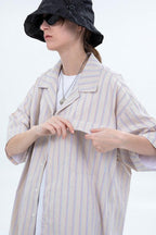 Center of Rotation Plaid Striped Cuban Shirt