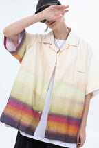 Center of Rotation Gradient Print Cuban Shirt