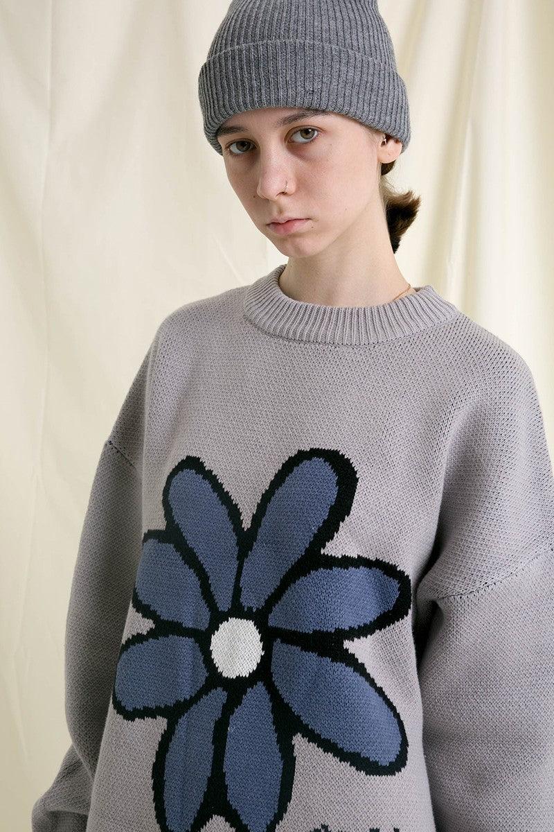 Center of Rotation Retro Flower Knit Sweater