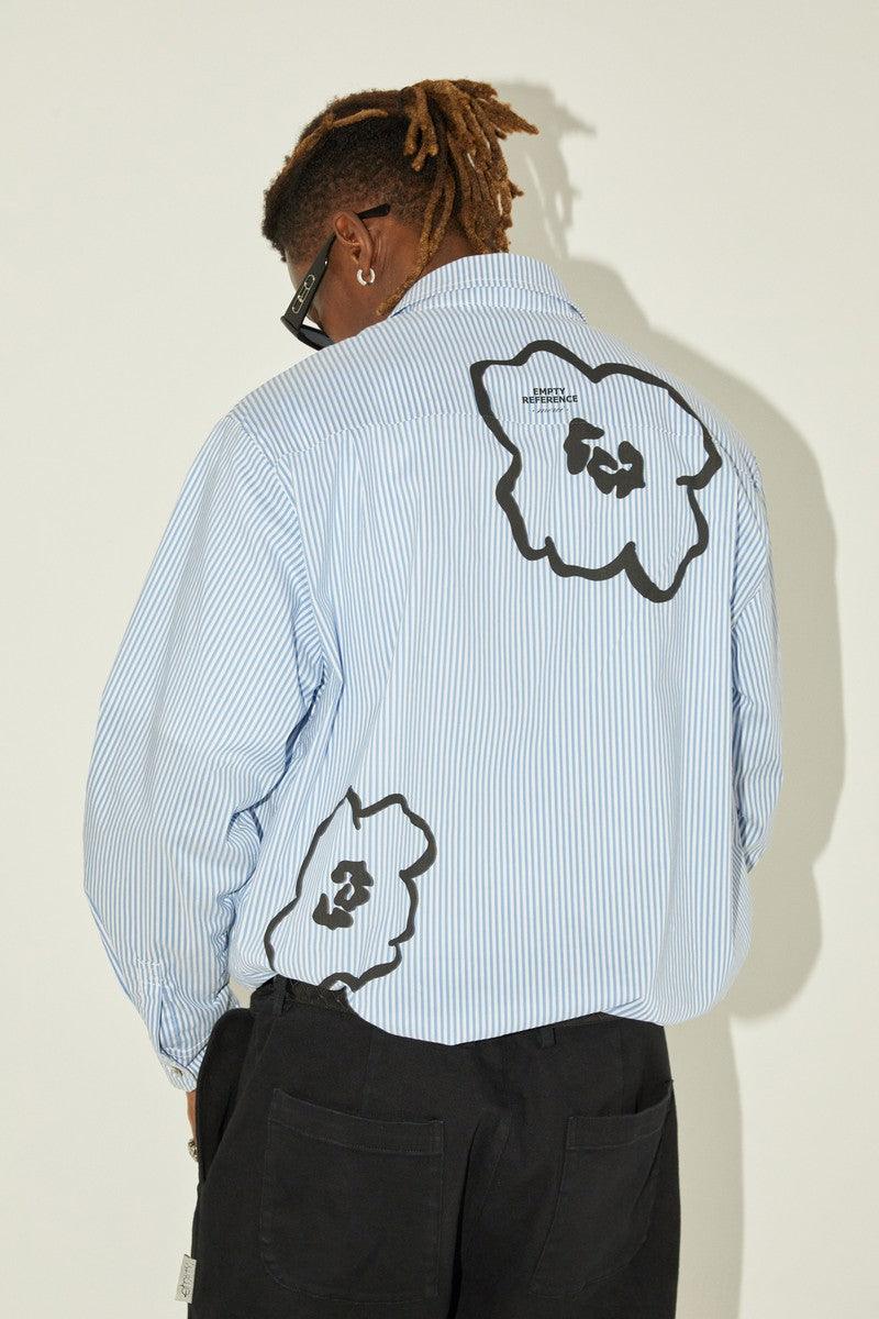 Empty Reference Striped Hand Painted Flowers Shirt