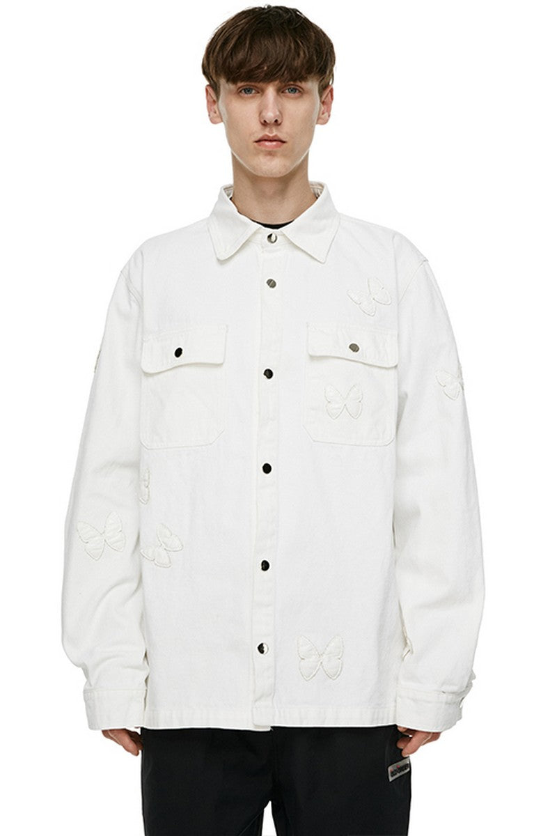 Old Order Butterflies Embroidered Jeans Jacket