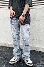 CZ Distressed Flared Jeans