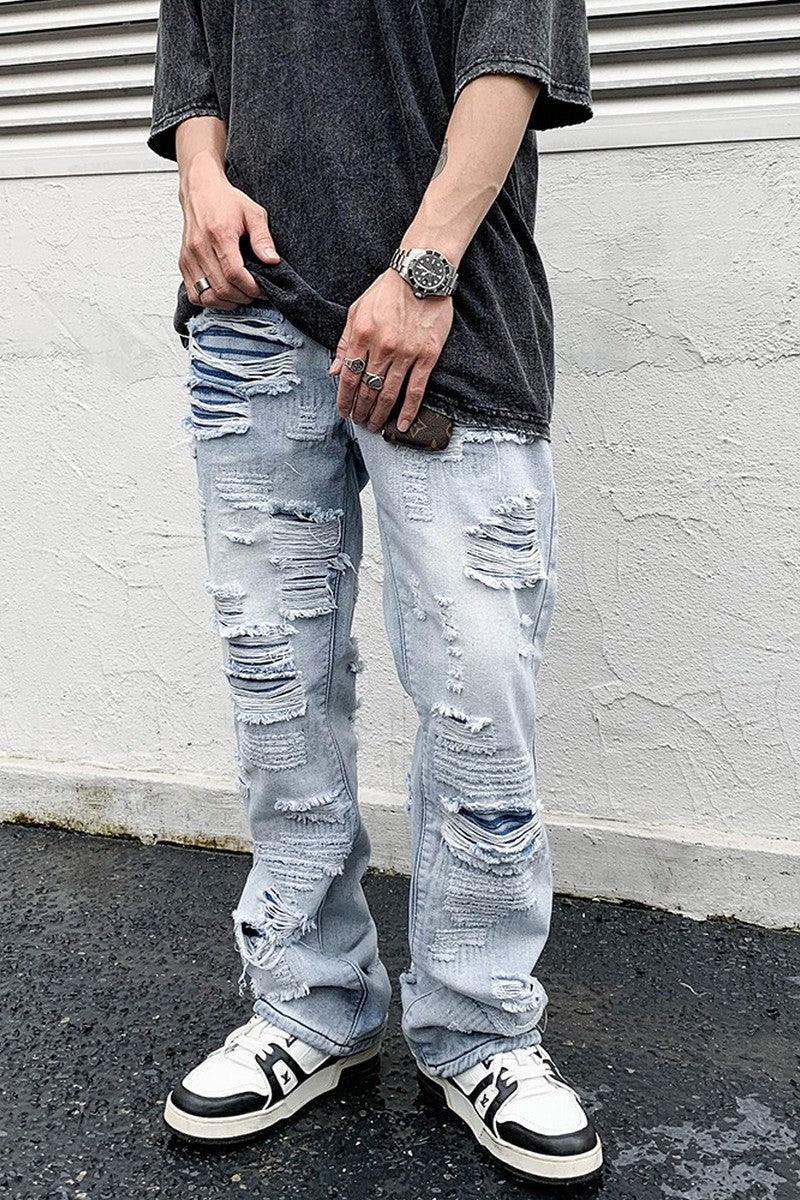 CZ Distressed Flared Jeans