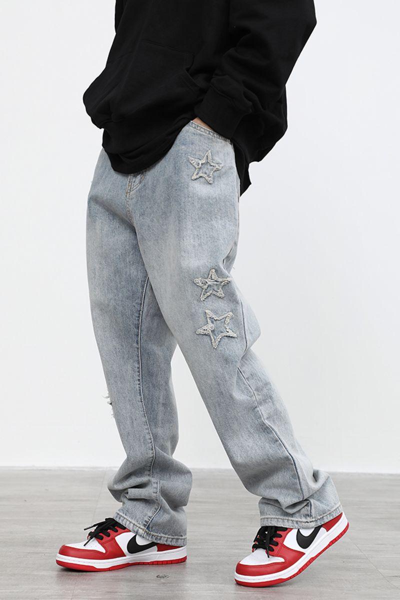 CZ Stars Patches Flared Jeans - UK Only