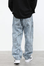 CZ Zebra Pattern Straight Jeans