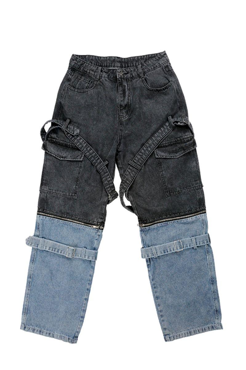 CZ Zipper Straps Jeans