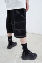 STEEPC Structure Stitching Jeans Shorts