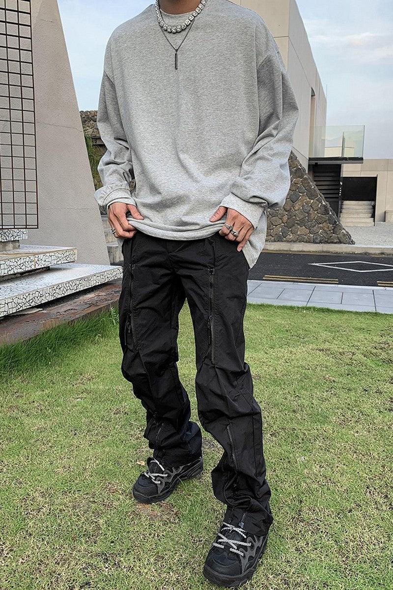 CZ Zipper Flared Pants