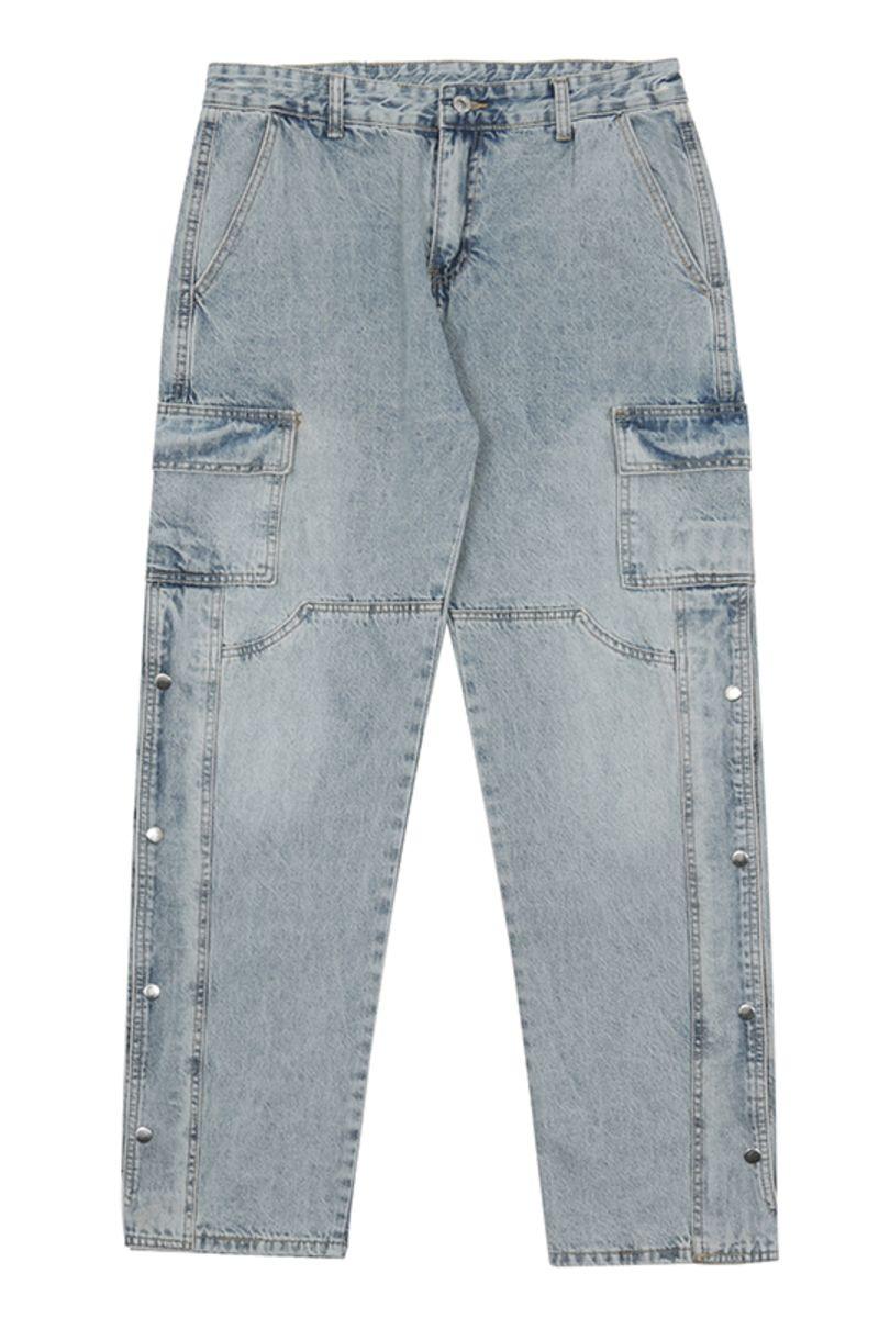 CZ Washed Buttons Cargo Jeans