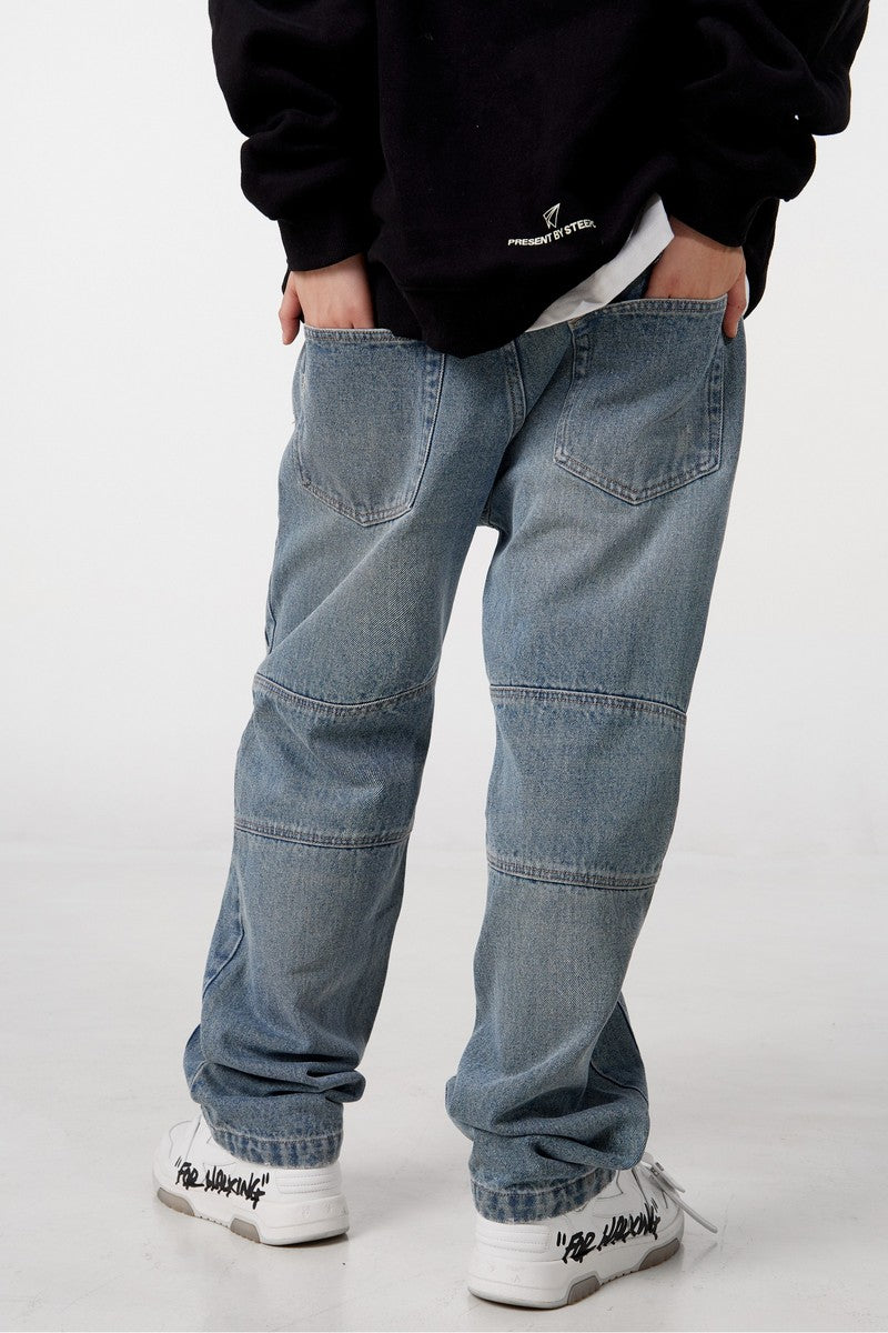 STEEPC Embroidered Logo Washed Jeans