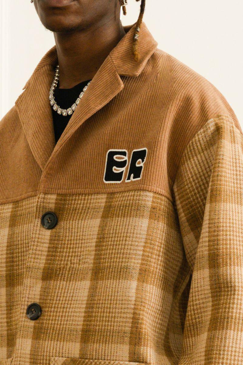 Empty Reference Khaki Plaid Corduroy Suit Jacket