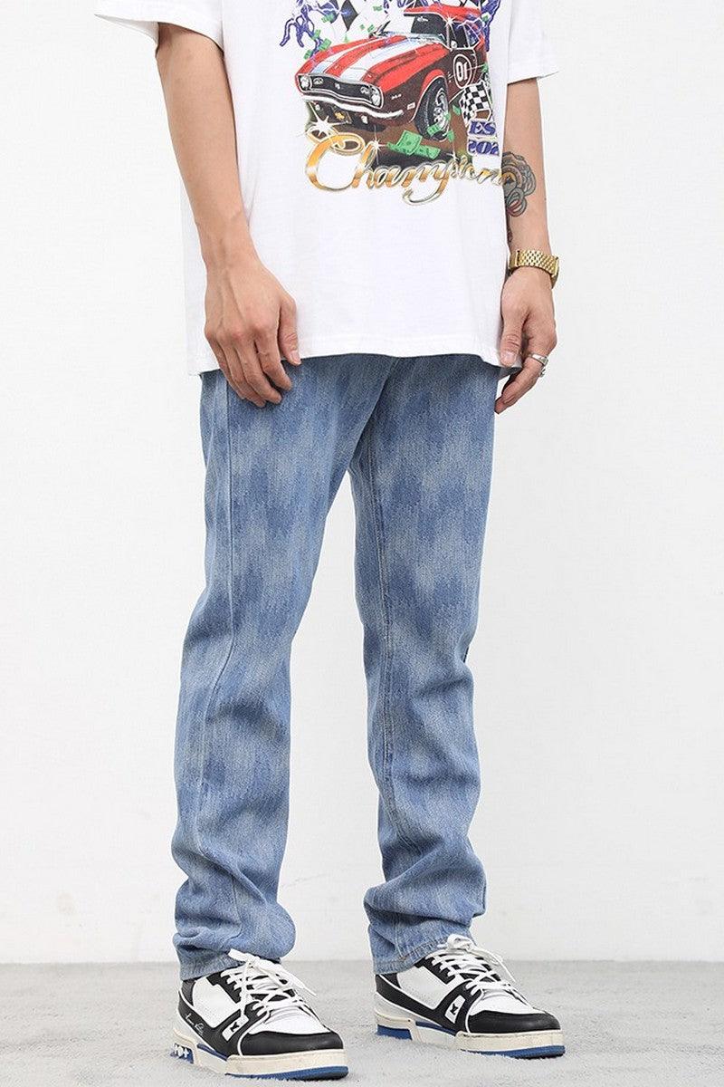 CZ Checkered Washed Straight Jeans