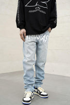CZ Enthusiastic Print Straight Jeans