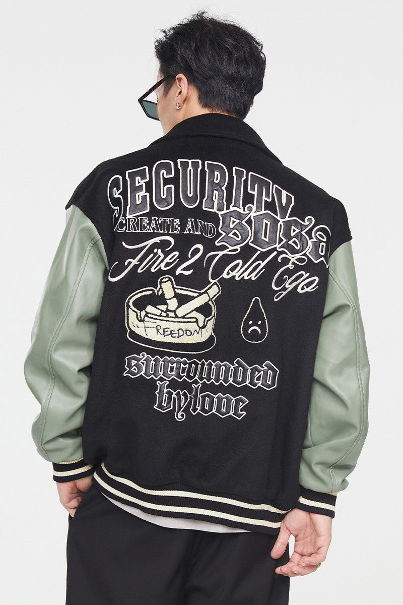 F2CE Handcuffs Woolen Varsity Jacket