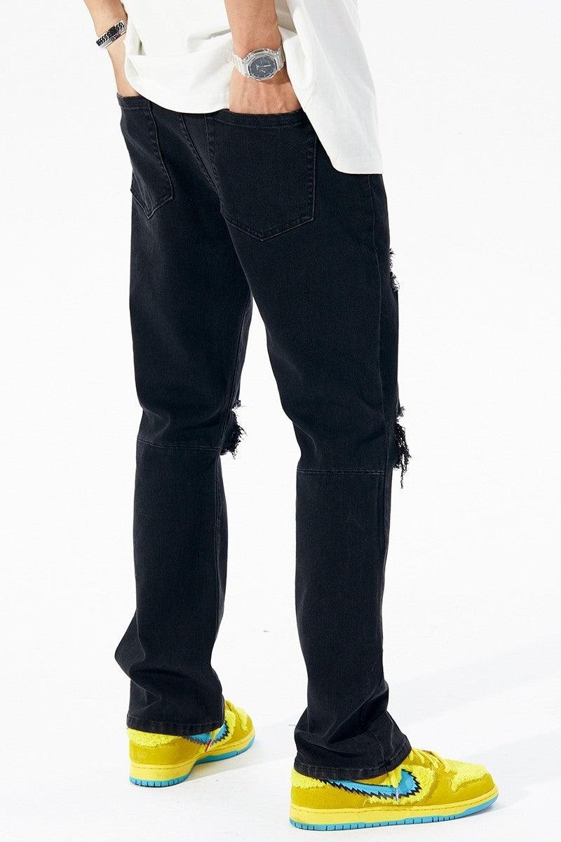 Distressed Washed Flared Jeans