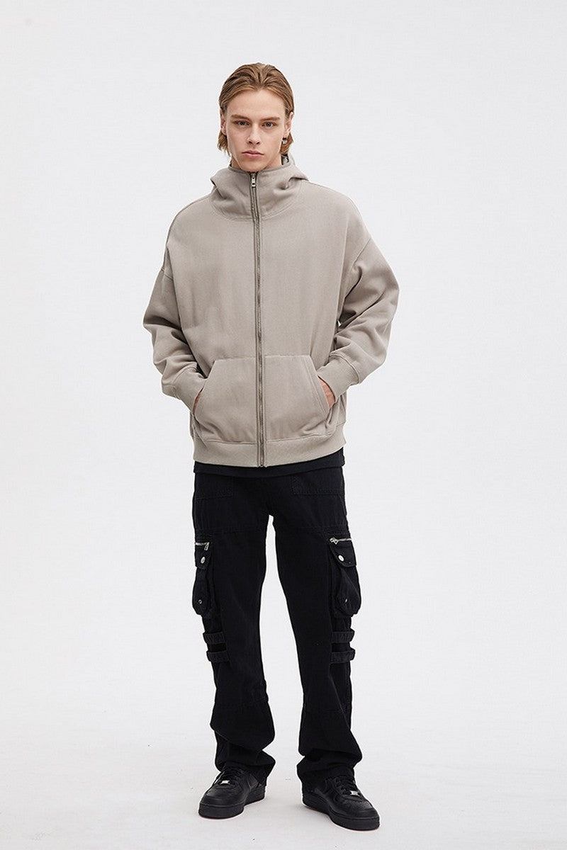 CZ High Collar Zip Up Hoodie