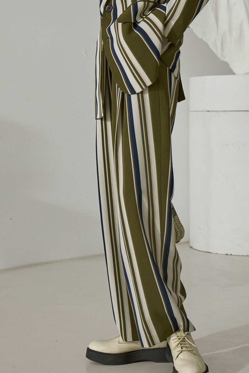 Mix7 Retro Striped Draped Trousers