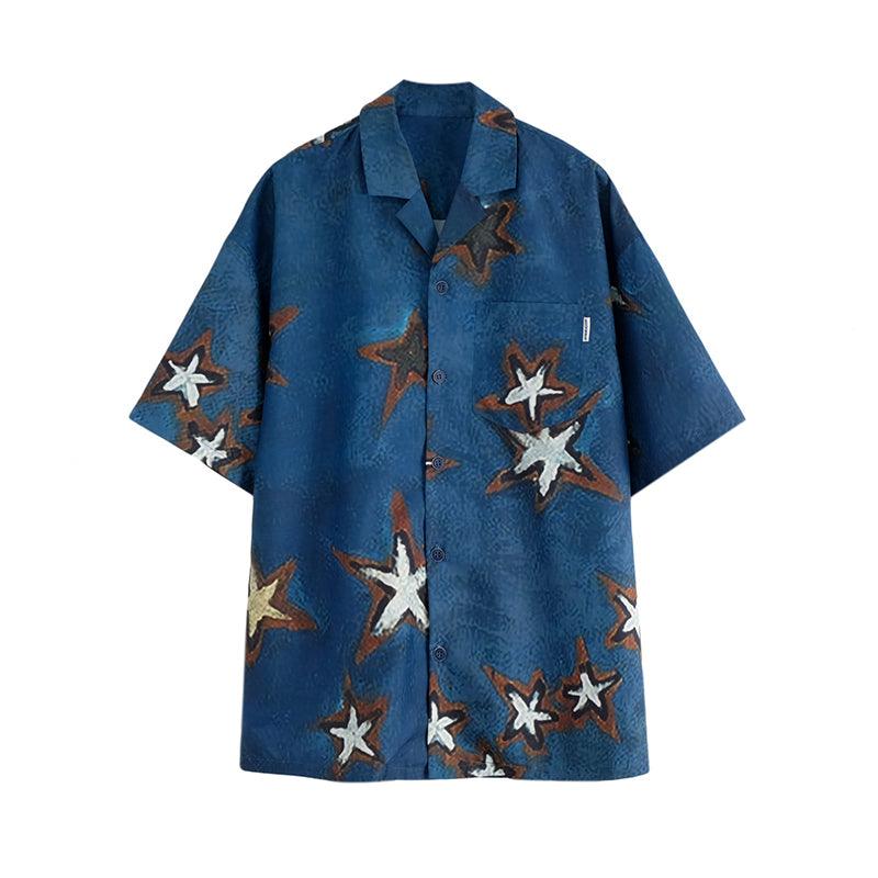 CZ Royal Blue Stars Cuban Shirt