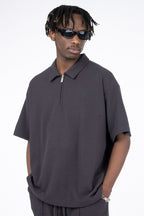CZ Zipper Waffle Polo