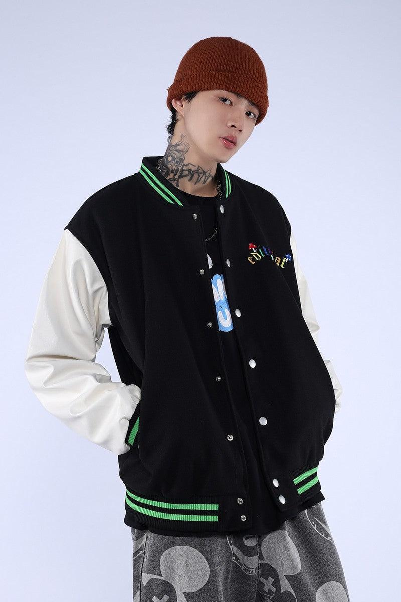 CZ Mushroom Embroidered Varsity Jacket