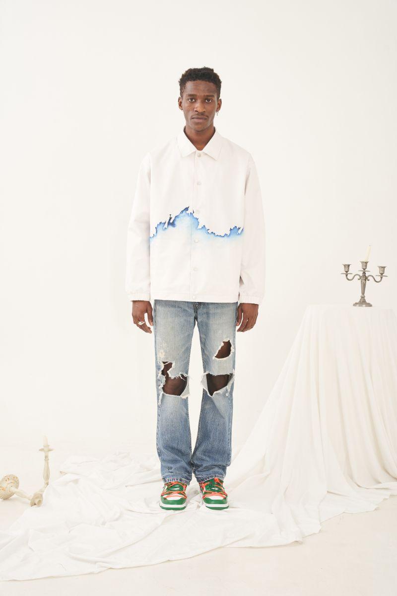 Empty Reference White Flame Printed Coach Jacket