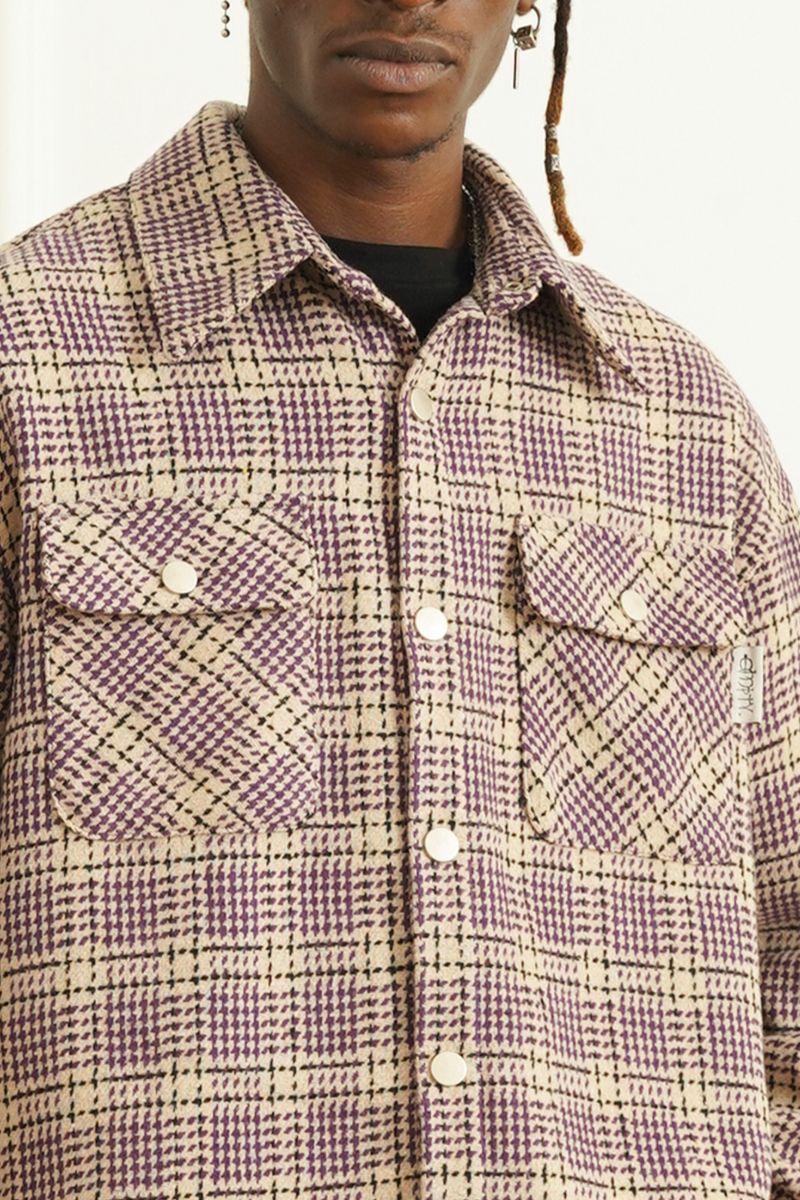 Empty Reference Plaid Woolen Shirt Jacket