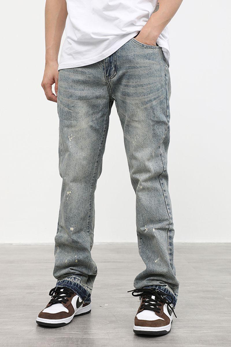 CZ Washed Straight Flared Jeans