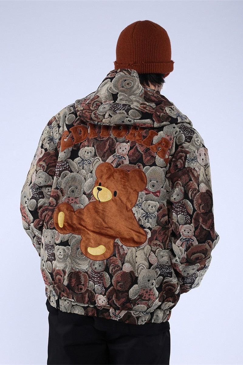 CZ Bear Embroidered Patch Hooded Jacket