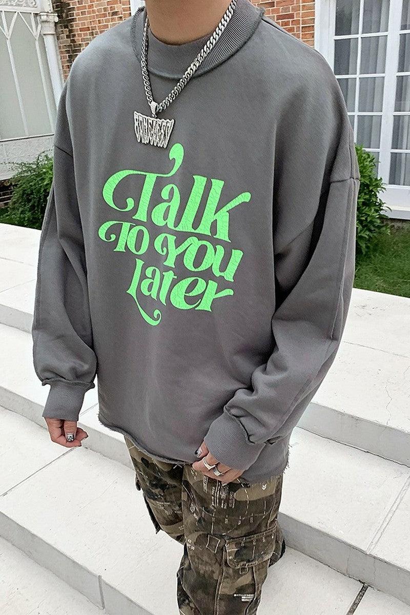 CZ Talk Later Print Sweater