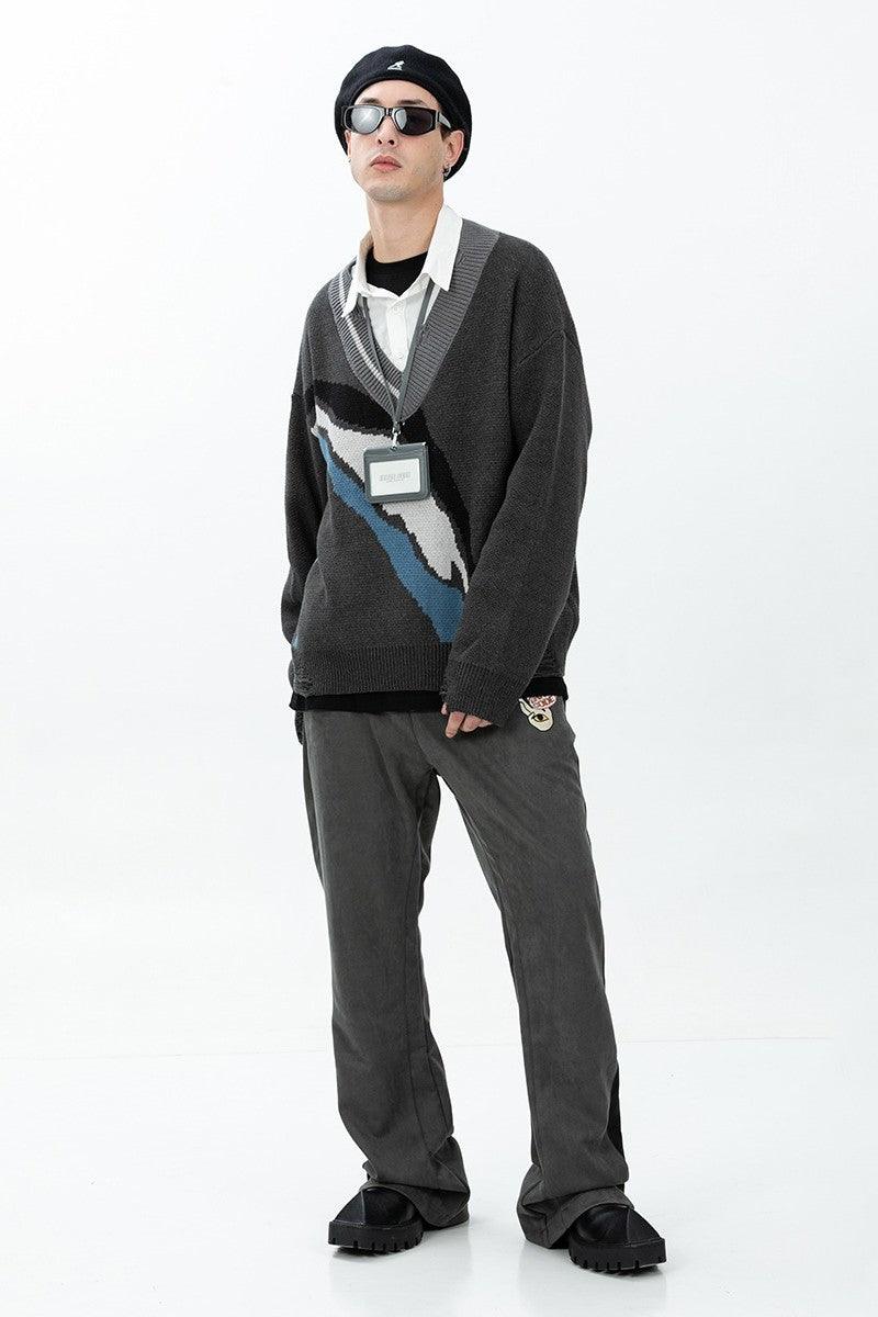 Error Code Fake Two-Piece V-Neck Sweater