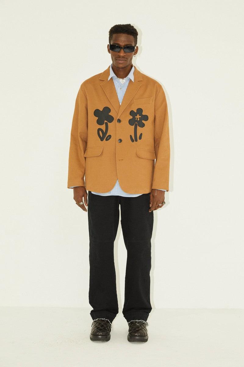 Empty Reference Floral Print Coffee Suit