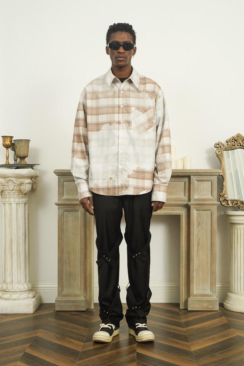 Empty Reference Faded Plaid Long Sleeve Shirt