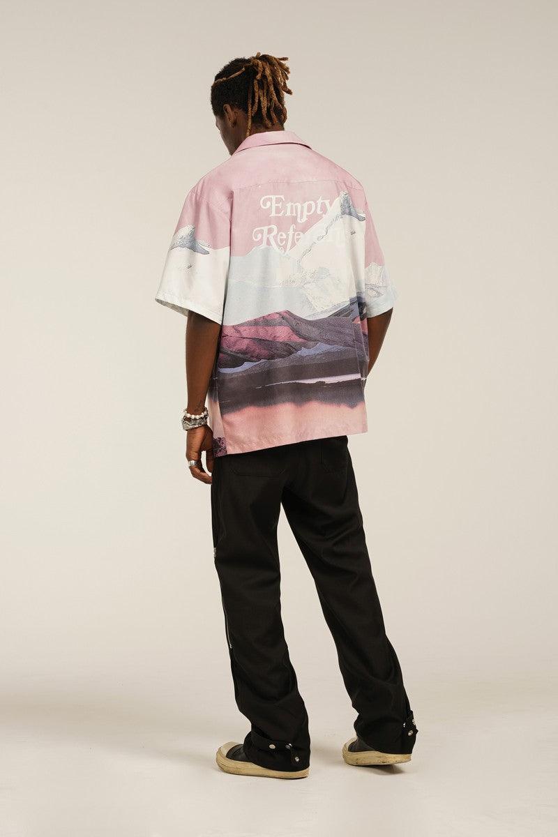 Empty Reference Mountains Print Cuban Shirt