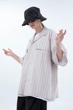 Center of Rotation Plaid Striped Cuban Shirt